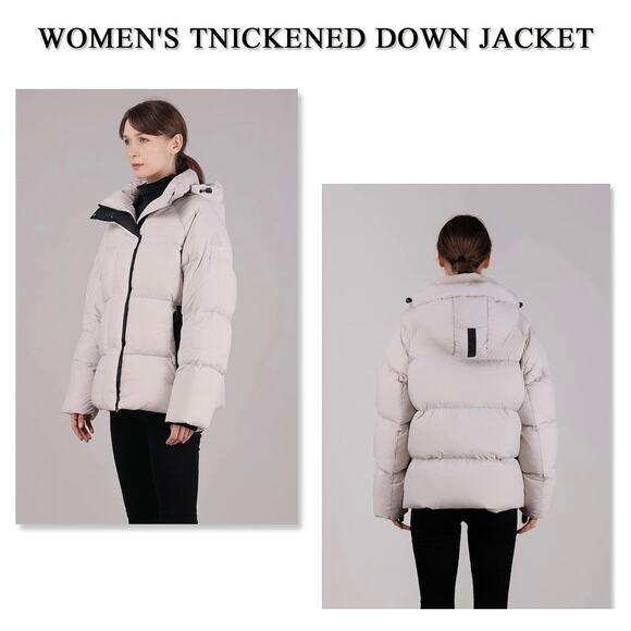 NWT iDomosee L 90% Down Puffer Coat w/ Removable Hood - Picture 3 of 11